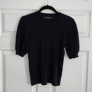 Puff-sleeved short sleeve black Banana Republic spring/summer sweater